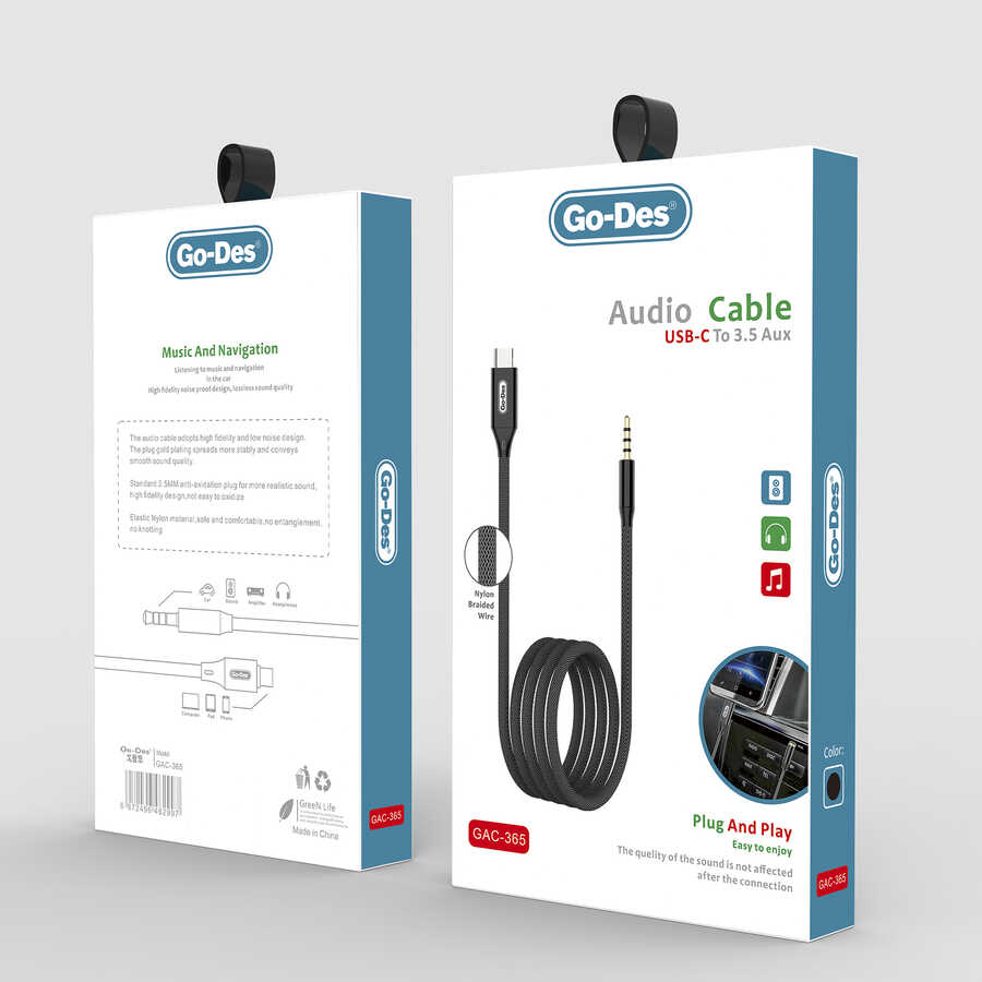 Go-Des GAC-365 Type-C To Aux Audio Kablo - 3 Go-Des GAC-365 Type-C To Aux Audio Kablo - 3